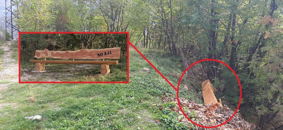 Vandalizzata la panchina contro la Valdastico: “Dava fastidio a qualcuno, il nostro messaggio ha funzionato”